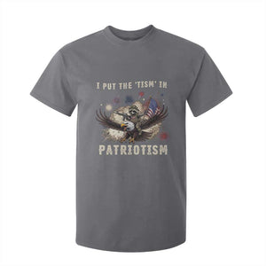 I Put The Tism in Patriotism T Shirt For Kid Retro Eagle Raccoon USA Flag