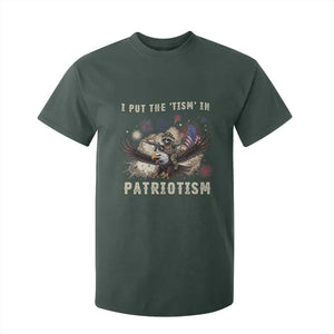 I Put The Tism in Patriotism T Shirt For Kid Retro Eagle Raccoon USA Flag
