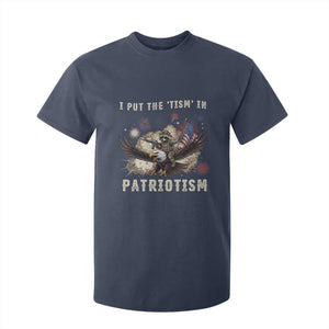 I Put The Tism in Patriotism T Shirt For Kid Retro Eagle Raccoon USA Flag