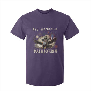 I Put The Tism in Patriotism T Shirt For Kid Retro Eagle Raccoon USA Flag