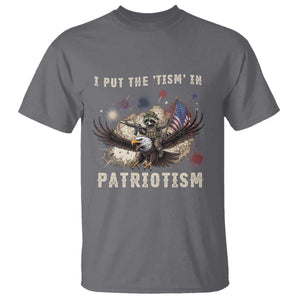 I Put The Tism in Patriotism T Shirt Retro Eagle Raccoon USA Flag