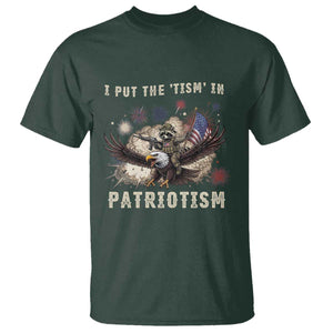 I Put The Tism in Patriotism T Shirt Retro Eagle Raccoon USA Flag