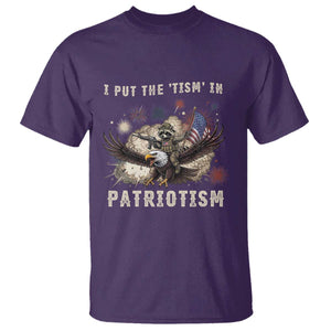I Put The Tism in Patriotism T Shirt Retro Eagle Raccoon USA Flag