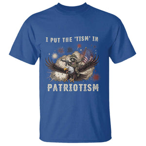I Put The Tism in Patriotism T Shirt Retro Eagle Raccoon USA Flag