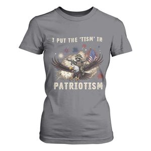 I Put The Tism in Patriotism T Shirt For Women Retro Eagle Raccoon USA Flag