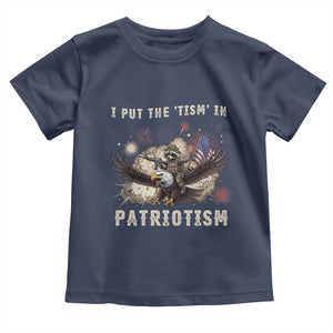 I Put The Tism in Patriotism Toddler T Shirt Retro Eagle Raccoon USA Flag