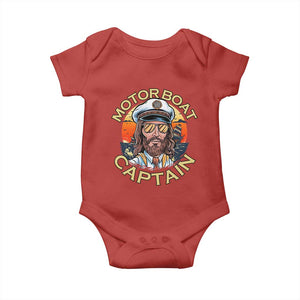 Funny Pontoon Boating Motor Boatin Lake Baby Onesie Motor Boat Captain TS14 Red Print Your Wear