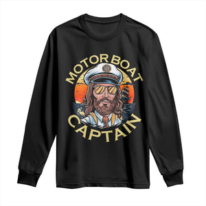 Funny Pontoon Boating Motor Boatin Lake Long Sleeve Shirt Motor Boat Captain TS14 Black Print Your Wear