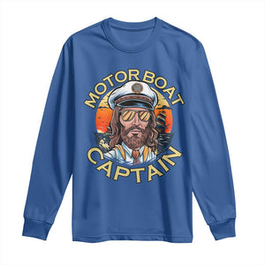 Funny Pontoon Boating Motor Boatin Lake Long Sleeve Shirt Motor Boat Captain TS14 Royal Blue Print Your Wear