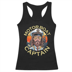 Funny Pontoon Boating Motor Boatin Lake Racerback Tank Top Motor Boat Captain TS14 Black Print Your Wear