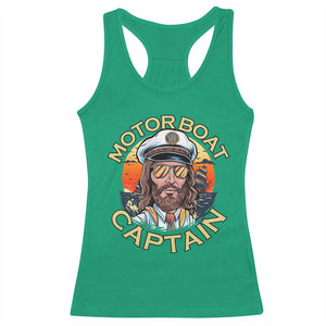 Funny Pontoon Boating Motor Boatin Lake Racerback Tank Top Motor Boat Captain TS14 Irish Green Print Your Wear