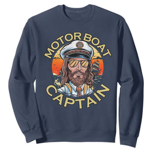 Funny Pontoon Boating Motor Boatin Lake Sweatshirt Motor Boat Captain TS14 Navy Print Your Wear