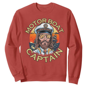 Funny Pontoon Boating Motor Boatin Lake Sweatshirt Motor Boat Captain TS14 Red Print Your Wear