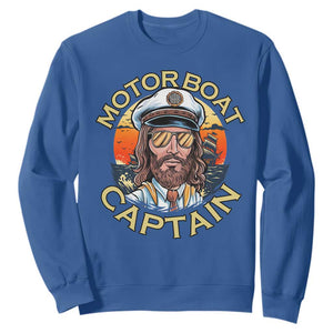 Funny Pontoon Boating Motor Boatin Lake Sweatshirt Motor Boat Captain TS14 Royal Blue Print Your Wear