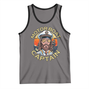 Funny Pontoon Boating Motor Boatin Lake Tank Top Motor Boat Captain TS14 Deep Heather Black Print Your Wear
