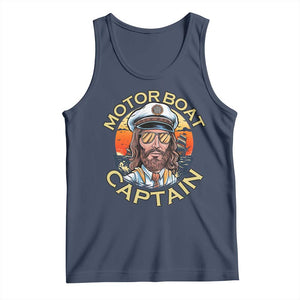 Funny Pontoon Boating Motor Boatin Lake Tank Top Motor Boat Captain TS14 Navy Print Your Wear