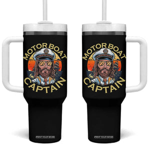 Funny Pontoon Boating Motor Boatin Lake Tumbler With Handle Motor Boat Captain TS14 One Size: 40 oz Black Print Your Wear