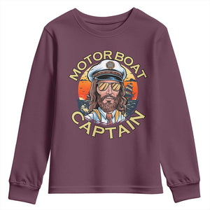 Funny Pontoon Boating Motor Boatin Lake Youth Sweatshirt Motor Boat Captain TS14 Maroon Print Your Wear