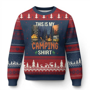Funny Camper Glamper Ugly Christmas Sweater This Is My Camping Shirt TS14 Navy Red Print Your Wear