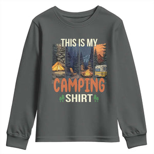 Funny Camper Glamper Youth Sweatshirt This Is My Camping Shirt TS14 Dark Heather Print Your Wear