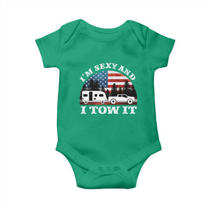 Funny Camping RV Camper Truck Baby Onesie I Am Sexy And I Tow It TS14 Irish Green Print Your Wear