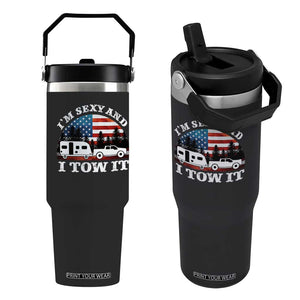 Funny Camping RV Camper Truck Flip Straw Tumbler I Am Sexy And I Tow It TS14 One Size: 30 oz Black Print Your Wear