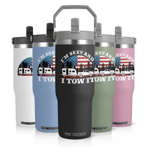 Funny Camping RV Camper Truck Flip Straw Tumbler I Am Sexy And I Tow It TS14 Print Your Wear