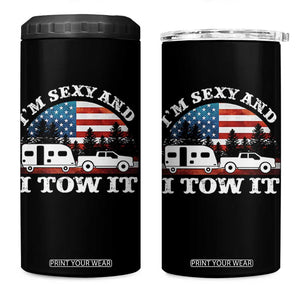 Funny Camping RV Camper Truck 4 in 1 Can Cooler Tumbler I Am Sexy And I Tow It TS14 One Size: 16 oz Black Print Your Wear