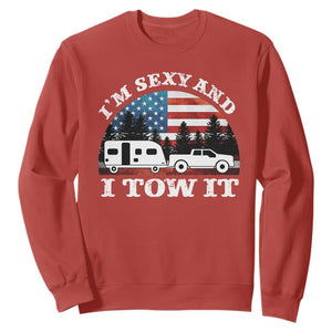 Funny Camping RV Camper Truck Sweatshirt I Am Sexy And I Tow It TS14 Red Print Your Wear