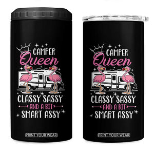 Funny Camping RV 4 in 1 Can Cooler Tumbler Camper Queen Classy Sassy And A Bit Smart Assy TS14 One Size: 16 oz Black Print Your Wear