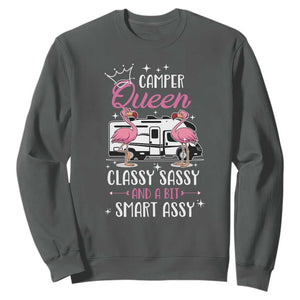 Funny Camping RV Sweatshirt Camper Queen Classy Sassy And A Bit Smart Assy TS14 Dark Heather Print Your Wear