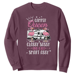 Funny Camping RV Sweatshirt Camper Queen Classy Sassy And A Bit Smart Assy TS14 Maroon Print Your Wear