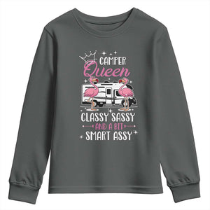 Funny Camping RV Youth Sweatshirt Camper Queen Classy Sassy And A Bit Smart Assy TS14 Dark Heather Print Your Wear