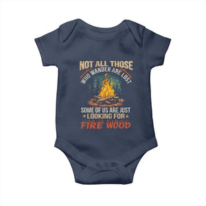 Funny Camping Baby Onesie Not All Those Who Wander Are Lost TS14 Navy Print Your Wear