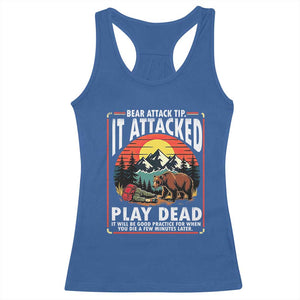 Funny Camping Hiking Sarcastic Racerback Tank Top Bear Attack Tip TS14 Royal Blue Print Your Wear