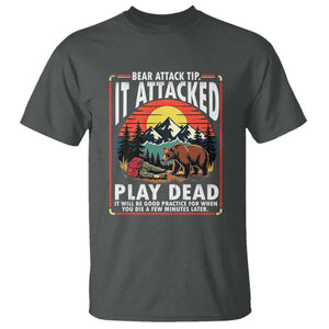Funny Camping Hiking Sarcastic T Shirt Bear Attack Tip TS14 Dark Heather Print Your Wear