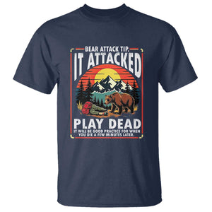 Funny Camping Hiking Sarcastic T Shirt Bear Attack Tip TS14 Navy Print Your Wear