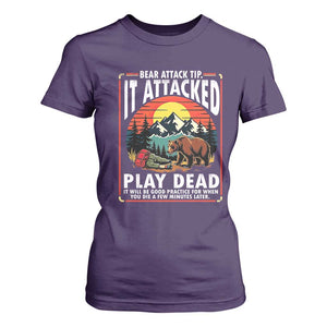 Funny Camping Hiking Sarcastic T Shirt For Women Bear Attack Tip TS14 Purple Print Your Wear