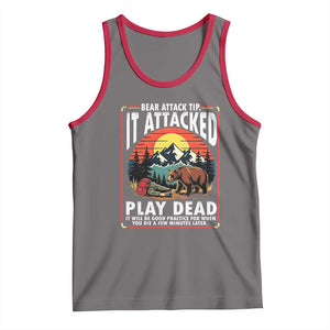 Funny Camping Hiking Sarcastic Tank Top Bear Attack Tip TS14 Deep Heather Red Print Your Wear