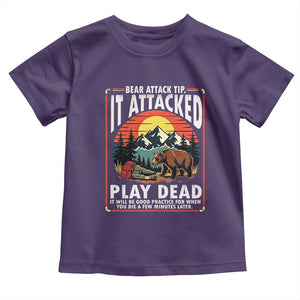 Funny Camping Hiking Sarcastic Toddler T Shirt Bear Attack Tip TS14 Purple Print Your Wear
