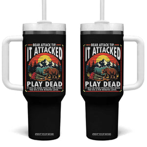 Funny Camping Hiking Sarcastic Tumbler With Handle Bear Attack Tip TS14 One Size: 40 oz Black Print Your Wear