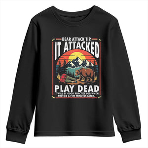 Funny Camping Hiking Sarcastic Youth Sweatshirt Bear Attack Tip TS14 Black Print Your Wear