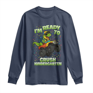 Back To School Boy Dinosaur Long Sleeve Shirt I Am Ready To Crush Kindergarten TS14 Navy Print Your Wear