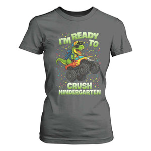 Back To School Boy Dinosaur T Shirt For Women I Am Ready To Crush Kindergarten TS14 Dark Heather Print Your Wear