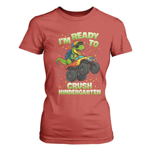 Back To School Boy Dinosaur T Shirt For Women I Am Ready To Crush Kindergarten TS14 Red Print Your Wear
