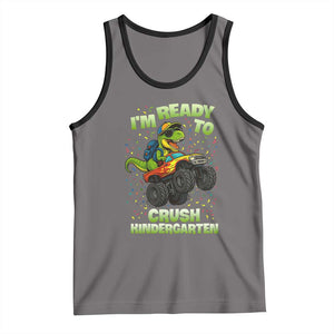 Back To School Boy Dinosaur Tank Top I Am Ready To Crush Kindergarten TS14 Deep Heather Black Print Your Wear