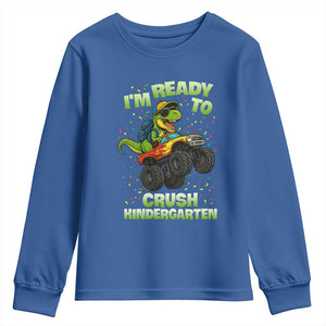 Back To School Boy Dinosaur Youth Sweatshirt I Am Ready To Crush Kindergarten TS14 Royal Blue Print Your Wear
