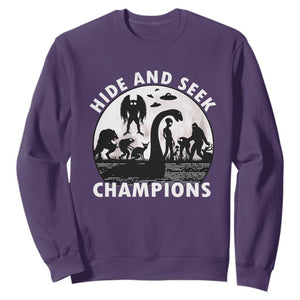 Hide And Seek Champions Sweatshirt Funny Cryptid Cryptozoology TS14 Purple Print Your Wear