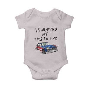 I Survived My Trip to NYC Baby Onesie Funny New York City USA Flag Taxi Meme Gift