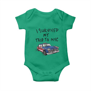 I Survived My Trip to NYC Baby Onesie Funny New York City USA Flag Taxi Meme Gift